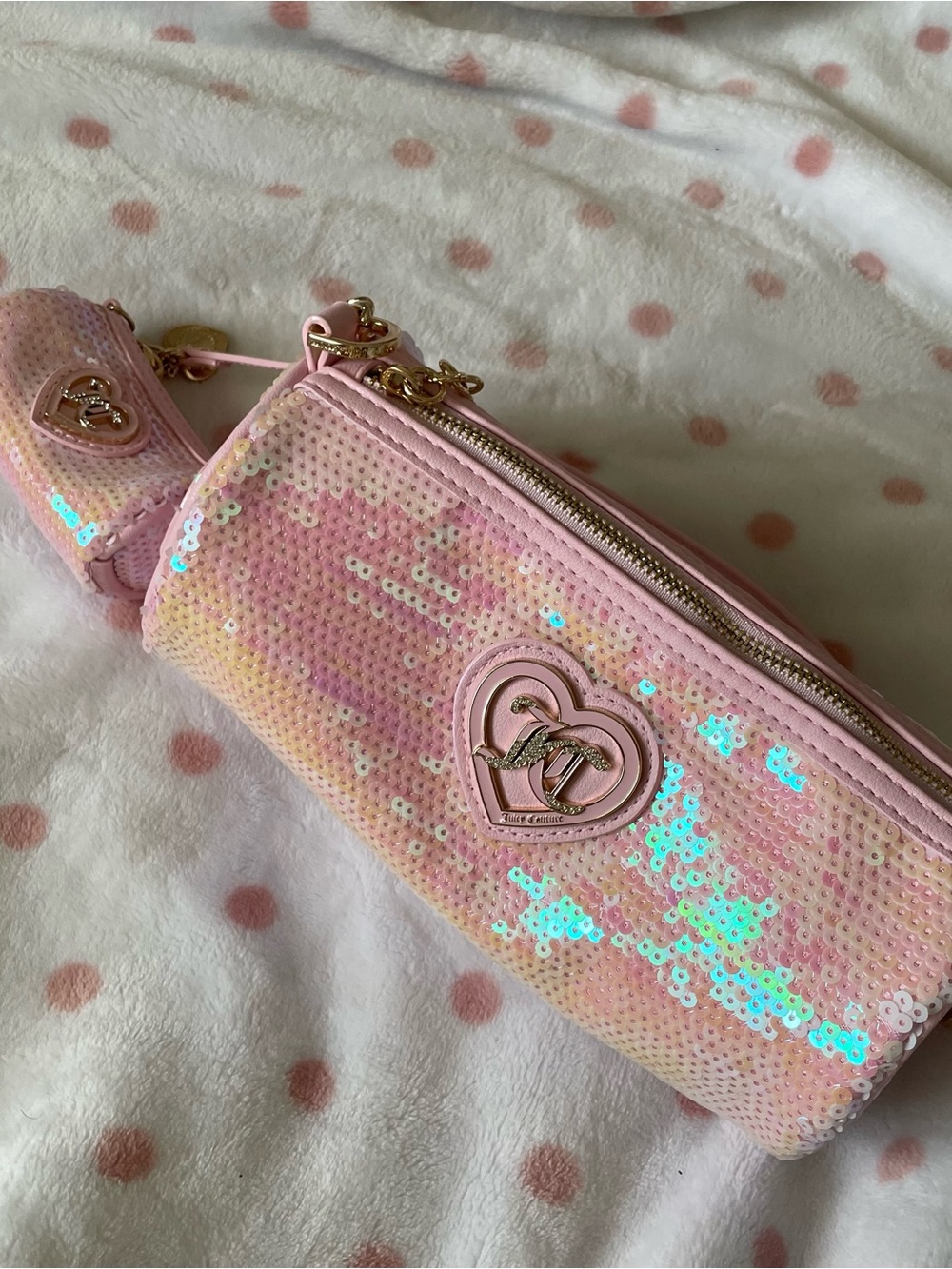 Juicy Couture baby pink sequin barrel bag🩷rare